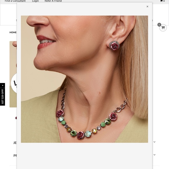 Collier Sabika Pendentif Rose Cristal - Argenté - Style Collier De Cou (choker) - Occasion Bon état